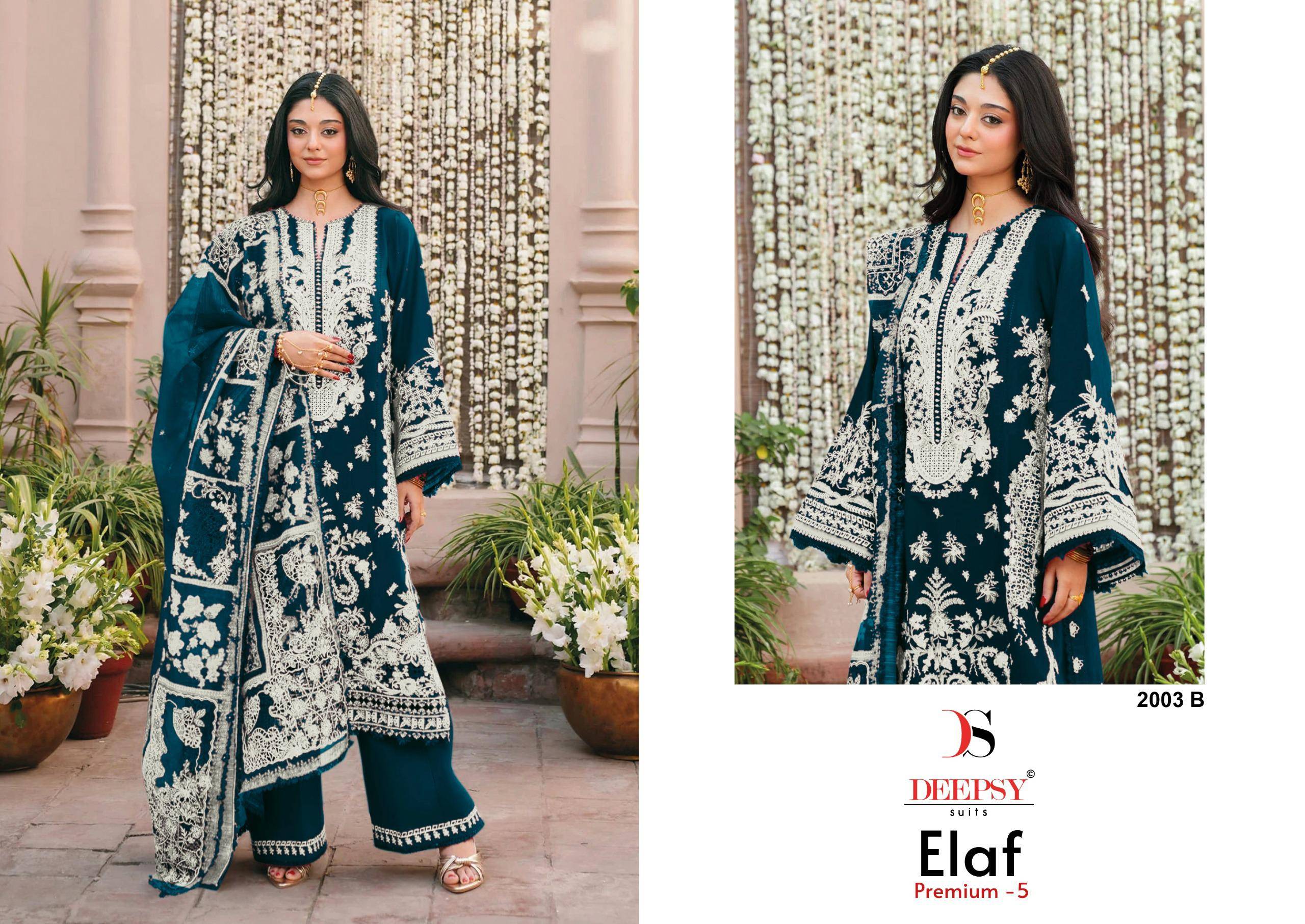 ELAF  Premium-7 Luxury Lawn 2003 colors by  DEEPSY SUITS  2003A to 2003D series Indian Pakistani ethnic wear Pure viscose At Wholesale Price